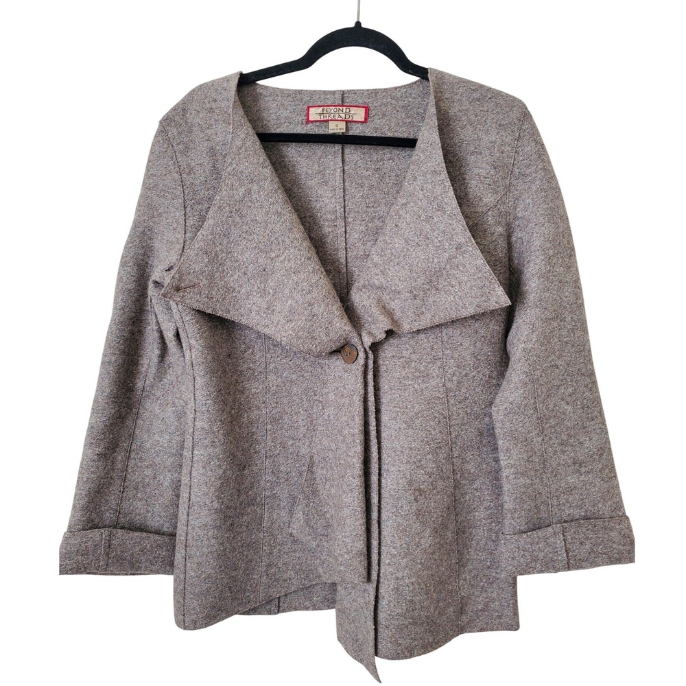Beyond‎ Threads Women's Brown Alpaca Wool Blend Felted Jacket Size S Bohemian